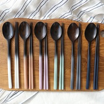 육각 그라데이션 옻칠 나무 수저세트, 세빌실버