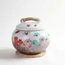 분청 투톤 코스모스 단지 5kg 소금단지 현관 소금항아리