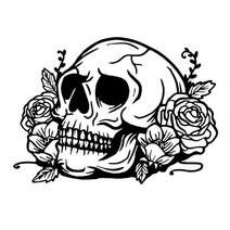 금이 간 해골 꽃 자동차 스티커 데칼 윈도우 튜닝 스타일링 오토바이 방수, 04 Black_01 35cmx25cm