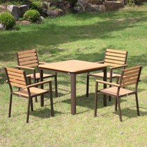 카바나 90 수지목 야외테이블세트 아웃도어 고급 카페 테라스 야외가구, 카바나90 4인세트, 3.0아이보리+물통베이스(60KG)