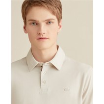 22SS [Liquid Cotton] 베이지 로고자수 면혼방 데오드란트 반팔카라티셔츠 DMTS2B302I1