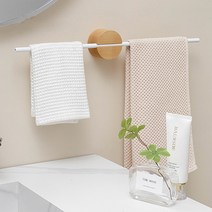 GSTUFF 원목 무타공 접착식 욕실 행거 화장실 수건걸이 거치대, 40cm, 화이트