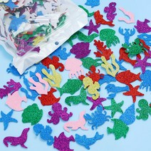 반짝이 바다생물 펄가루 EVA 스티커 혼합(240개)