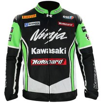 가와사키 라이딩복 오토바이 라이더 재킷, 블랙 그린