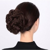 SKW 중년 여성 올림머리 집게핀형 부분가발, 흑갈색
