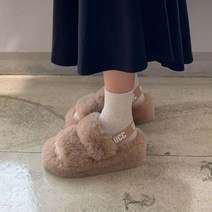 통굽 털 밴딩 샌들 겨울 슬리퍼 5cm