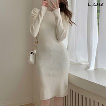 [엘케이트] 여성 원피스 LYT095 여자 골지 반폴라 볼륨 드레스