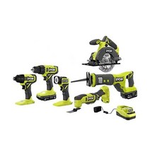 Ryobi 료비 료비원 1.5Ah 배터리 4.0Ah 충전기가 있는 18V 무선 6공구 콤보 키트(리퍼제품)