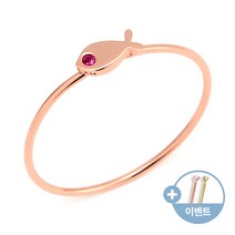 [비앤비골드]14K18K 물고기 탄생석 1mm 루비 텐션링 반지 NPR29262