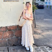 로브 프릴 커플 하와이 에스닉 괌원피스 이나딘 비치코디 해변 해외여행여름옷 동남아 휴양지룩 원피스 긴치마, L, 이미지 컬러