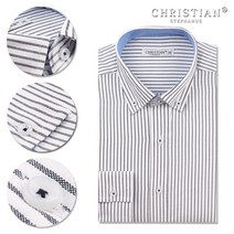 크리스챤 남자 폴리혼방 줄지 긴소매 정장셔츠 CR29 (white)