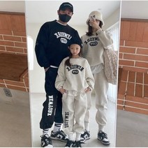 set 커플 뉴욕시티 맘대디 아빠엄마 상하복 맨투맨 트레이닝 패밀리룩 상하세트 2컬러