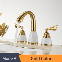 꼭지 세면대 헤드 교체 설치 욕실 수도 시공 수전 셀프 골드 데크 마운트 욕조 수도꼭지 세트 3 홀 믹서 거위 목 목욕 샤워 YS-619K, Gold A