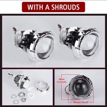 Bi-led 렌즈 3 인치 프로젝터 렌즈 100W 키트 H4 Hi/Lo 빔 H1 H7 H11 9005 9006 LED 전구 반사경 다이오드 칩 슈퍼 30000LM, 02 Whit A Shrouds