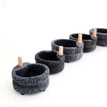 FRP 플라스틱 멧돌 다육 검정화분 1호 8x4cm 상추화분