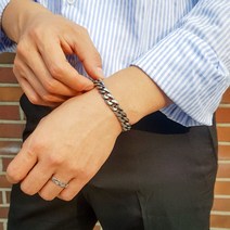 코코로맨틱 써지컬스틸 무광 블랙 남자 체인 팔찌 6mm 8mm 10mm 5종