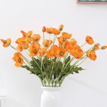 생화같은 양귀비조화 인테리어 조화장식 미니백일홍 호접란, 로즈레드