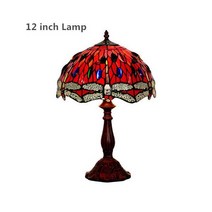 윤식당 스테인글라스조명 스테인드 글라스 스테인드글라스 조명 스테인드글라스재료 FUMAT-유리 아트 테이블 램프 골동품 장식 레드 잠자리 거실 LED 스튜디오 침대 머리맡, 하얀색