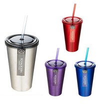 이중 빨대 유리 텀블러 480ml 1P 24개 물병 물통, 퍼플