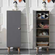 소이첸 아기 옷장, 7_2.소이첸 400 틈새 수납장_오크+다크그레이