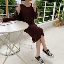 [리엘라] 이세플 밴딩 후드집업 민소매 롱 원피스 세트