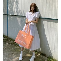 DFMEI 여름 원피스 여중장 퍼프소매 프렌치 헵번 첫사랑 조거 스커트