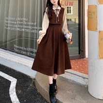 빅사이즈 셔츠 경성의복 졸업사진 원피스 롱 배색