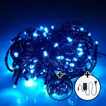 탄탄 LED 100구 AC220V 연결 크리스마스 트리전구 (2개) + 점멸잭 (1개) 세트, 흑선/청색
