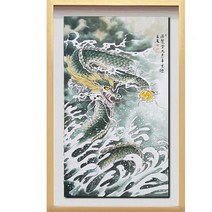 (진품) 그린 용 그림 풍수 생기 호랑이 용 그림 풍수 사무실 대형 액자 액운막는 부자되는그림 복 들어, 6번 골드액자[추천]