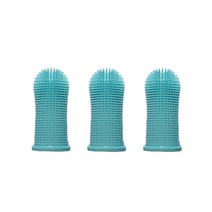 Neirny 강아지 손가락 칫솔 실리콘 구강케어 360도 칫솔 치석 제거 치주염 치은염 YS-01, 블루 3개