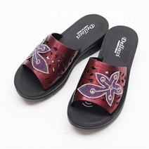 코지 여자 럭셔리 큐빅 플라워 펀칭 스트랩 통굽 슬리퍼