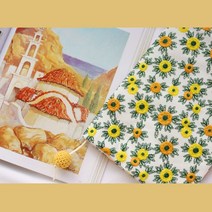 프랑스 자수 패브릭 다이어리 북 커버, 해바라기 A6 북 커버