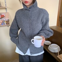 디작소 여성 가을 브룩클린 하이넥 니트 가디건