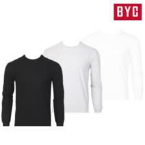 BYC 순면 긴팔 라운드티 기본 무지 흰색회색검정 학생 남녀공용 티셔츠