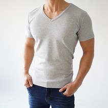 스타토리 짱짱한 남자 면 스판 V넥 머슬핏 반팔 티셔츠 쫄티