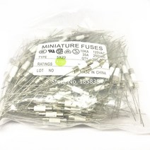 퓨즈 100 개 520 5x20MM 0.5A 1A 2A 3A 5A 6.3A 8A 250V 리드 와이어 세라믹 퓨즈, 02 High_11 20A