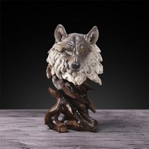 동물 머리 동상 사무실 조각 장식품 인테리어 소품, Wolf