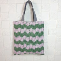 우리가 수제 린넨 캔버스 핸드메이드 자체제작 납작 미니에코백 튤립