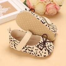 안전한 보행기 여아용 귀여운 레오파드 프린트 나비 매듭 신발 신생아 첫 워커 슈즈 부드러운 밑창 미끄럼 방지 0-18M, [02] 7-12 달, [04] D53