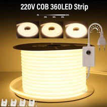 엠비언트라이트 무드등 자동차 차량용 실내등 COB LED 220V 조도 조절 EU 6000k 야외 정원 FOB 침실 주방 조명, 187.EU 360led Dimming - White