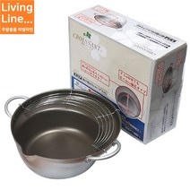 Living 대만 일롱 튀김냄비 3.2L 인덕션겸용 알루미늄 가벼운 25cm 샤브 냄비 튀김망 포함, 대표상품, [ 1개 ]