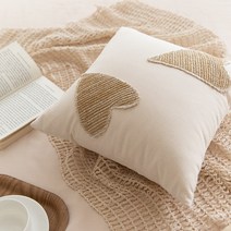 허그미 하트 패치 라탄 쿠션 커버