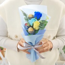 화이트 발렌타인데이 선물 쁘띠 페레로로쉐 초콜릿 사탕 장미 비누꽃 조화 예쁜 꽃다발 부케