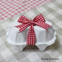 2구 부활절포장세트 (케이스 5개 + 체크리본 5개), 화이트+체크블루