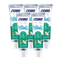 2080 퓨어 베이킹소다 상쾌한 클린민트향 치약, 125g, 5개
