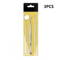 거울 구강 치경 치아 클리너 치과 도구 거울 더블 프로브 시클/괭이 관리 치석 플라크 리무버 청소 관리, 3pcs