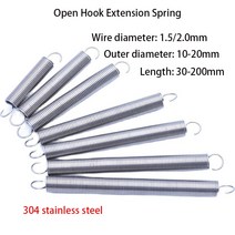 점핑트램폴린 304 스테인레스 인장 스프링 풀백 Draught 와이어 직경 1.5/2.0mm 연장 나선형, 2.0mm, 20mm, 80mm(1Piece)