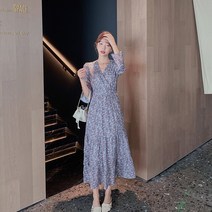 그레이플라워원피스 스모크원피스 샬랄라원피스 S-XL