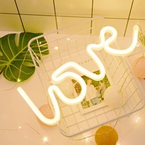 젊은이마켓 러브 LED 네온사인 무드등, 화이트