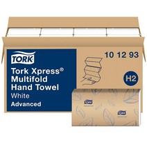 Tork Xpress 소프트 멀티폴드 핸드 타월 화이트 블루 리프 프린트 프리미엄 품질 팩당 135개 16팩 H2 디스펜서에 적합 3538318162, Hand Towel - Refill